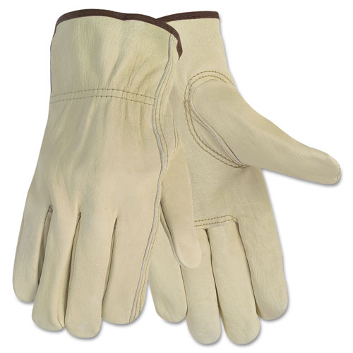 MCR Safety Economy Leather Driver Gloves, Medium, Beige, Pair