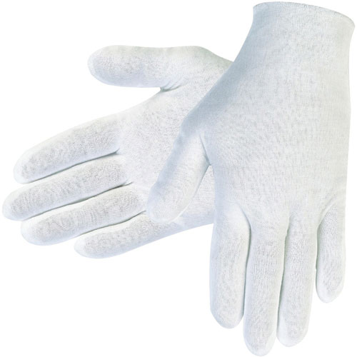 MCR Safety Inspectors Gloves, Large, Male, Cotton Cuff, Fabric, White, 12/Pack