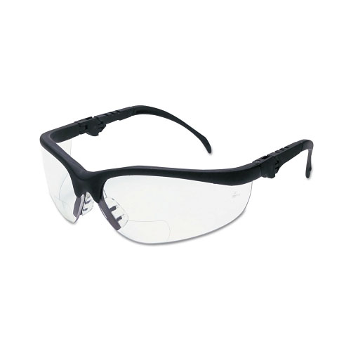 MCR Safety Klondike® KD3 Series Bifocal Reader Safety Glasses, Clear Lens, Black Frame, 2.5 Diopter