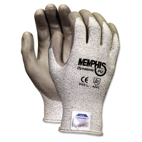 MCR Safety Memphis Dyneema Polyurethane Gloves, Medium, White/Gray, Pair