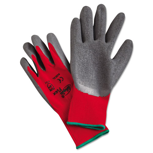 MCR Safety Ninja Flex Latex-Coated-Palm Gloves, Nylon Shell, X-Large, Red/Gray