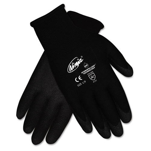 MCR Safety Ninja HPT PVC coated Nylon Gloves, Large, Black, Pair