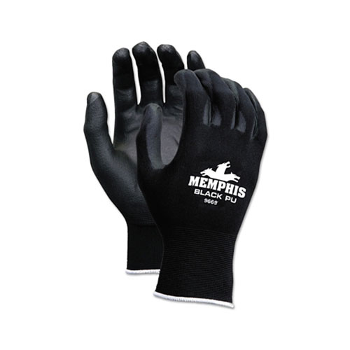 MCR Safety NXG® PU Coated Work Gloves, Medium, Black/Blue