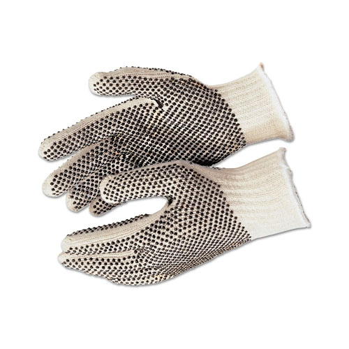 MCR Safety PVC Dot String Knit Gloves, X-Large, Natural, 2 Sided Dots