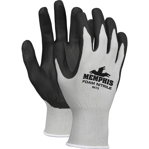 MCR Safety Safety Knit Glove, Nitrile Coated, Large, Gray