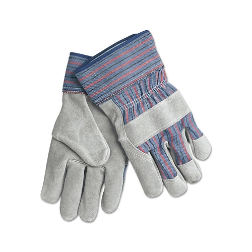 MCR Safety Select Shoulder Split Cow Gloves, X-Large, Blue w/Red Stripes