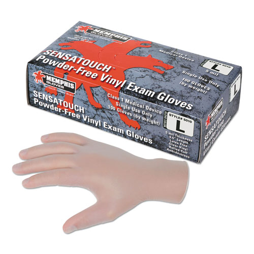 MCR Safety Sensatouch Clear Vinyl Disposable Medical Grade Gloves, Medium, 100/BX, 10 BX/CT