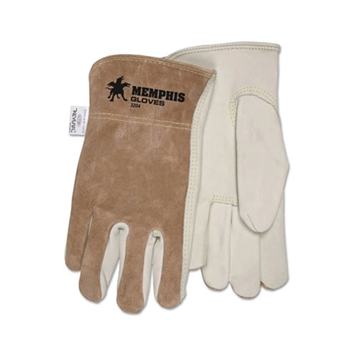 MCR Safety Unlined Drivers Gloves, Cow Grain Leather, Large, Keystone Thumb, Beige/Brown