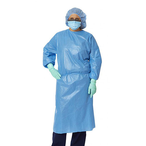 MD PPE Personal Protection Isolation Gown, Polyethylene, Blue, 200/Case