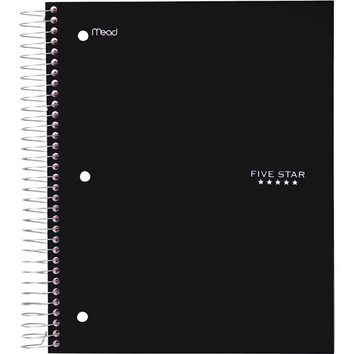 Mead 5-Star Notebook, 5-Sub, 9-1/2" x 10-1/2", Black