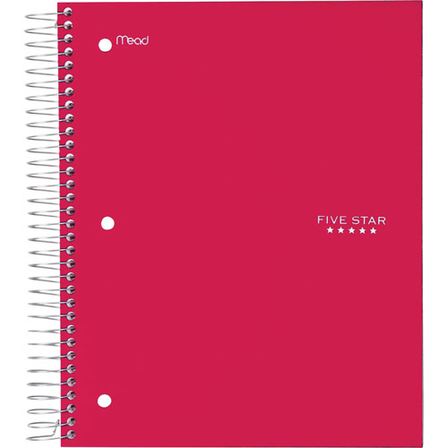 Mead 5-Subject Notebook, 8" x 10-1/2", Wide-Rld, Red