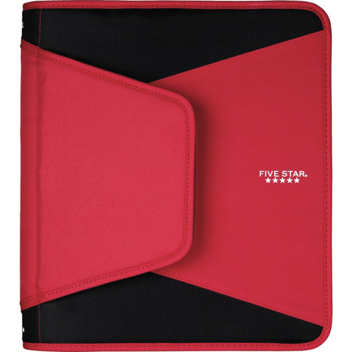 Mead Binder, 3 Round Rings, w/File Pockets, 1-1/2" Cap, Letter, Red