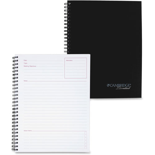 Mead Limited Meeting Notebook, 9-1/2" x 7-1/4", Ruled, 80 Pages, Black