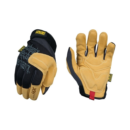 Mechanix Wear Material4X® Padded Palm Glove, Synthetic Leather, Black/Tan, Large