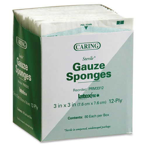 Medline Gauze Sponges, Sterile, 3"x3", 12 Ply, 80/PK, White