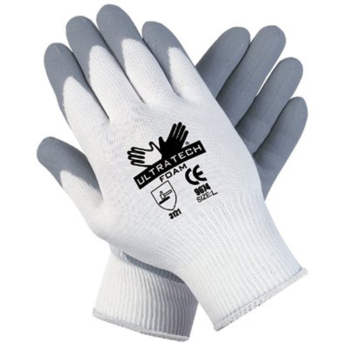 Memphis Glove Foam Nitrile Coated Gloves, Medium, White/Gray