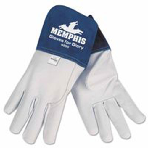 Memphis Glove Goat Mig/Tig Welders Gloves, Premium Grade Grain Goatskin, Large, White/Blue