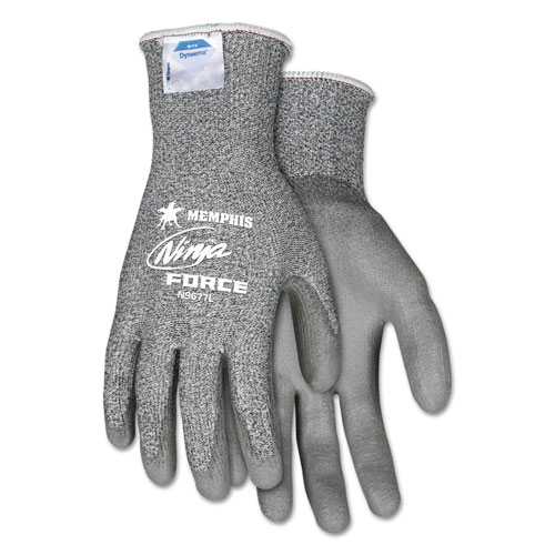 Memphis Glove Ninja Force Polyurethane Coated Gloves, Large, Gray, Pair