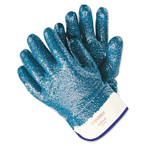 Memphis Glove Predator Premium Nitrile-Coated Gloves, Blue/White, Large, 12 Pairs