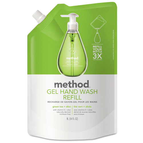 Method Products Gel Hand Wash Refill, Green Tea and Aloe, 34 oz Pouch