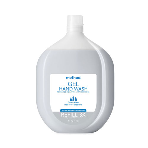 Method Products Gel Hand Wash Refill Tub, Fragrance-Free, 34 oz Tub, 4/Carton