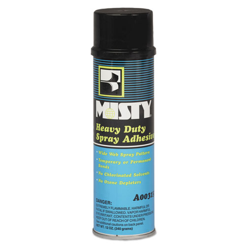 Misty Heavy-Duty Adhesive Spray, 12 oz, Dries Clear, 12/Carton