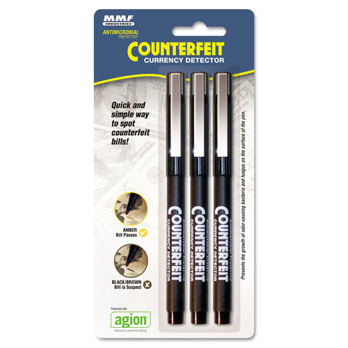 MMF Industries Counterfeit Currency Detector Pen, 3/Pack