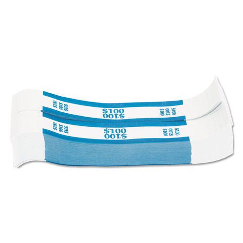 MMF Industries Currency Straps, Blue, $100 in Dollar Bills, 1000 Bands/Pack