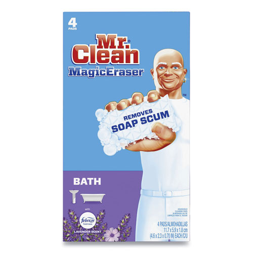 Mr. Clean Magic Eraser Bathroom Scrubber, 4.6 x 2.3, White, 4/Pack