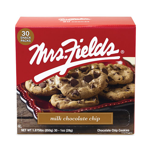 Mrs. Fields® Milk Chocolate Chip Cookies, 1 oz, Indidually Wrapped Pack, 30/Box