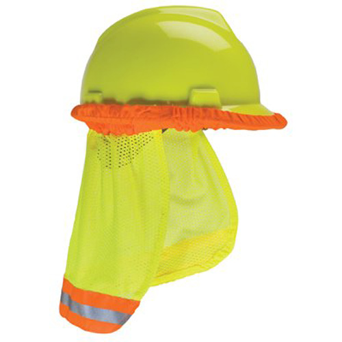 MSA Hard Hat Sunshade, 20", Hi-Viz Yellow, Orange Band
