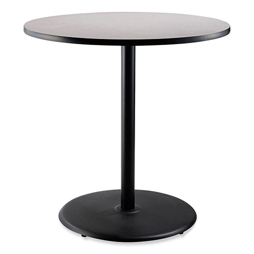National Public Seating Cafe Table, 36" Diameter x 42h, Round Top/Base, Gray Nebula Top, Black Base