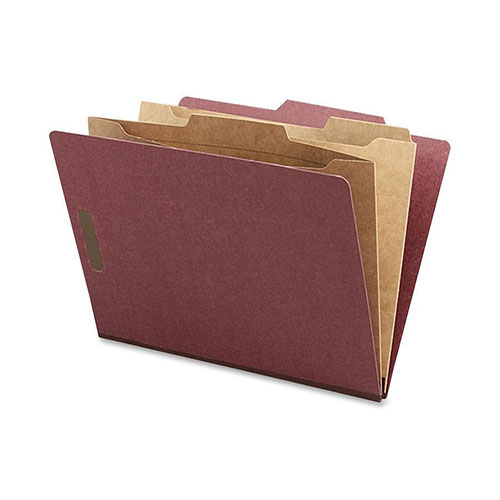 Nature Saver Classification Folder, Two-Pocket, 2/5 Cut, Letter, 10/Box, Red