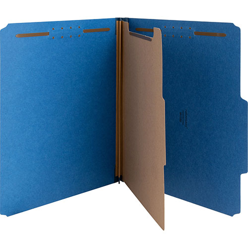 Nature Saver Classification Folders, w/ Fasteners, 1 Dvdr, Letter, 10/Box, Blue