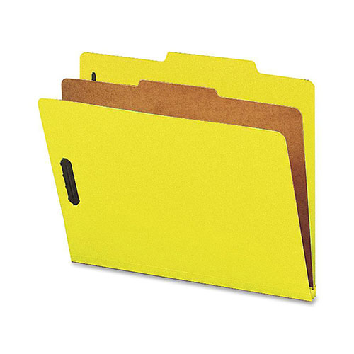 Nature Saver Classification Folders, w/ Fasteners, 1 Dvdr, Letter, 10/Box, Yellow