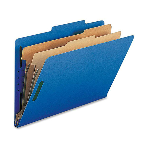 Nature Saver Classification Folders, w/ Fasteners, 2 Dividers, Legal, 10/Box, Dark Blue