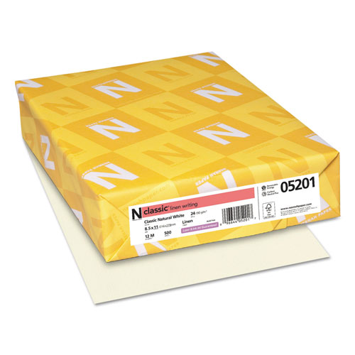 Neenah Paper CLASSIC Linen Stationery, 24 lb, 8.5 x 11, Classic Natural White, 500/Ream