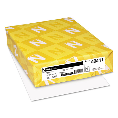 Neenah Paper Exact Index Card Stock, 94 Bright, 110lb, 8.5 x 11, White, 250/Pack