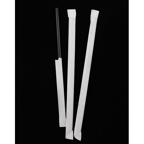 Netchoice 8.25" Black Wrapped Super Jumbo Straw, Case of 7200