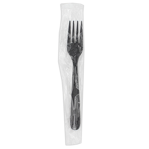 Netchoice Heavy Weight Polypropylene Black Fork Individually Wrapped, Case of 1000