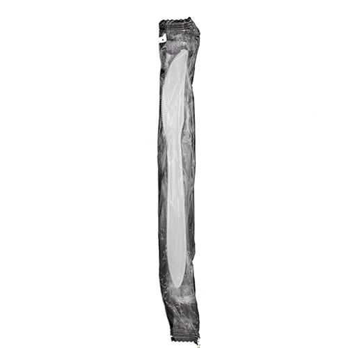 Netchoice Medium Weight Polypropylene White Knife Individually Wrapped, Case of 1000