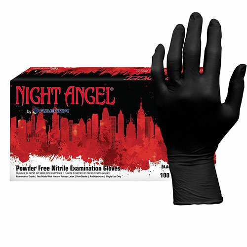 Night Angel Nitrile Powder Free Exam Glove, Small Size, 100/Box, 4 mil Thickness, 9.40" Glove Length