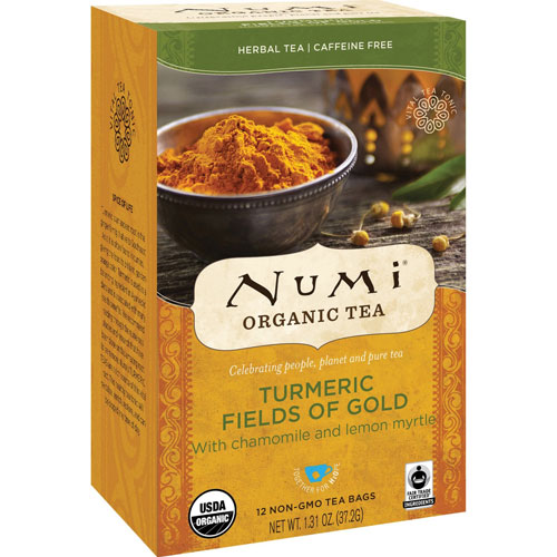 Numi Organic Tea, Turmeric Fields Of Gold, 1.31 oz., 12/BX, Multi