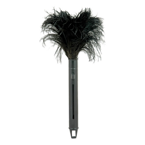 O'Dell® Pop Top Feather Duster, Ostrich, 9" to 14" Handle, Black