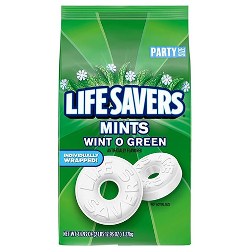 Office Snax Life Savers Wint O Green Mints Candy - Wint-O-Green - Individually Wrapped - 2.81 lb