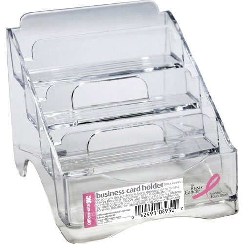 Officemate Business Card Holder, BCA, Plastic, 4-Tier, 4" x 3-3/4" x 4", CL
