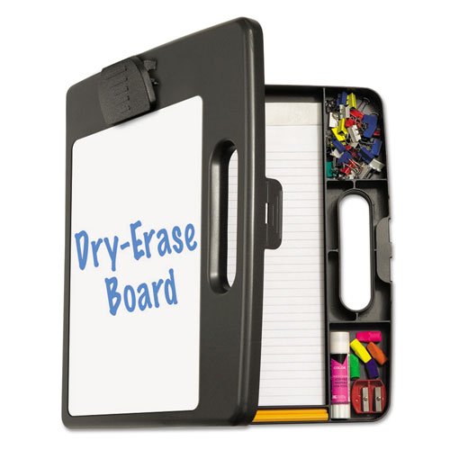 Officemate Portable Dry Erase Clipboard Case, 4 Compartments, 1/2" Capacity, Charcoal