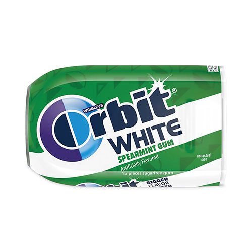 Orbit® White Sugar-Free Gum, Spearmint, 15 Pieces/Pack, 9 Packs/Box