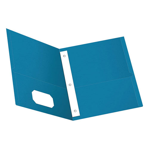 Oxford Twin-Pocket Folders with 3 Fasteners, Letter, 1/2" Capacity, Light Blue, 25/Box