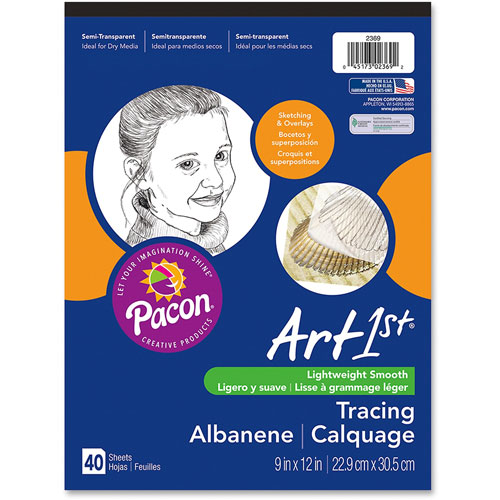 Pacon 40 Sheet Tracing Pad for Sketches and Overlays, 9"x12", White